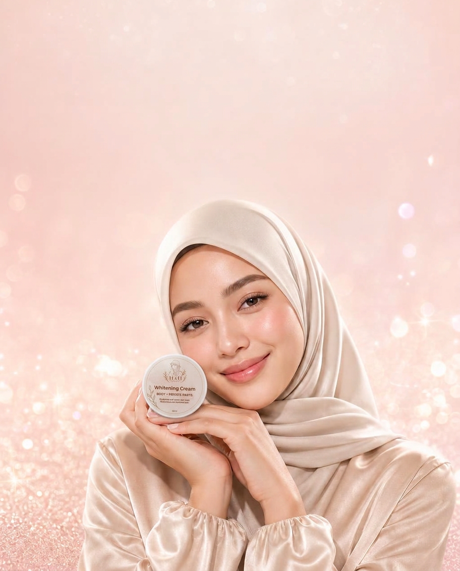 Woman holding an H&H Beauty skincare cream